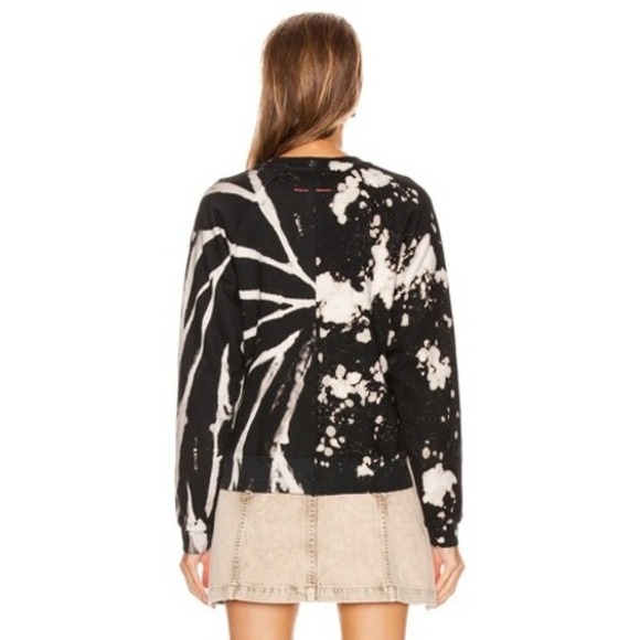 Proenza Schouler White Label PSWL Black White Cropped Tie Dye Sweatshirt Small - Picture 3 of 16